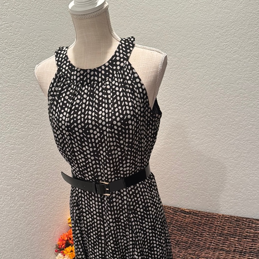 Elegant Black and White Polka Dot Dress